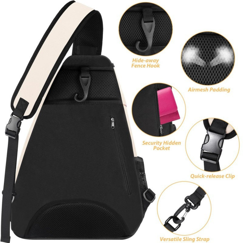 Tennis Bag, Tennis Sling Backpack Crossbody Water Resistant for Men Women, Compatible for Pickleball Badminton Rackets