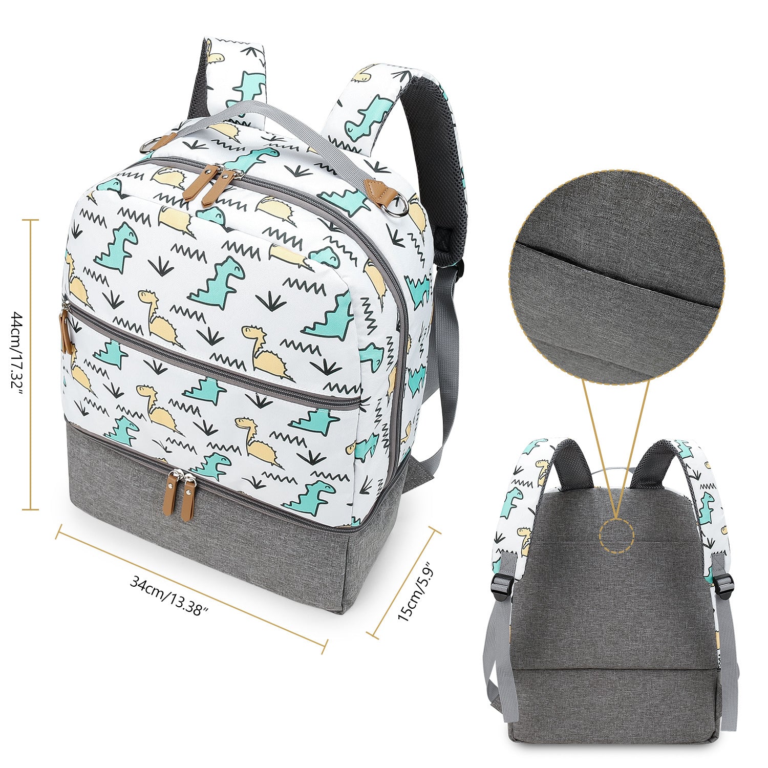 Diaper Bag Backpack - Breast Pump Bag, Removable Cooler Compartment, Double Layer