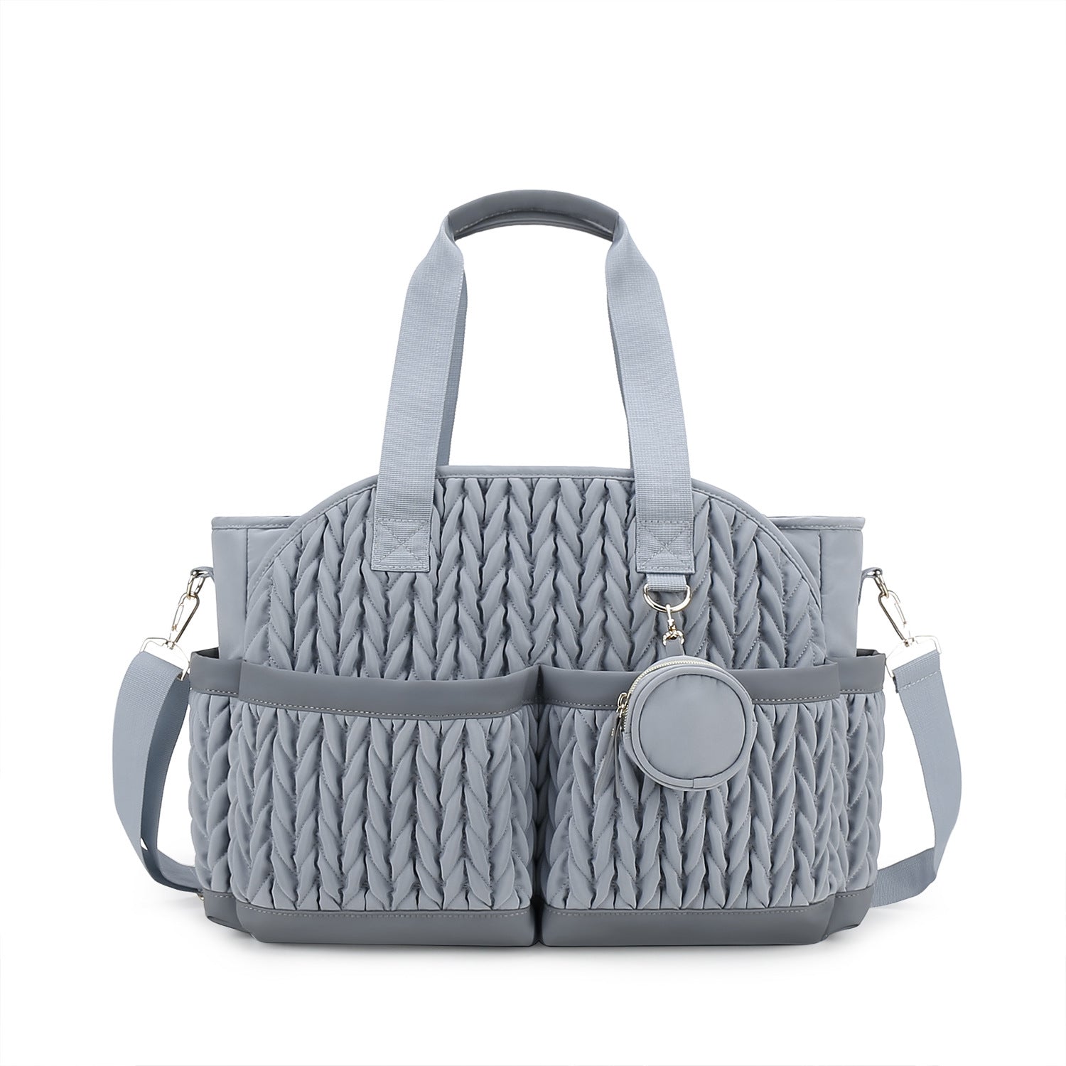 Diaper Tote Quilted Mommy Bag Function Maternity Baby Bag Diaper Changing Messenger with Shoulder Strap Wet Pocket