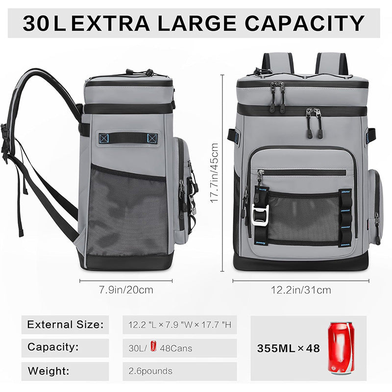 Large Waterproof Insulated Cooler Backpack for Men & Women, Leak Proof Cooler Backpack for Camping, Beach, Fishing, Picnic, Travel, Outdoor, 30L, 48Cans