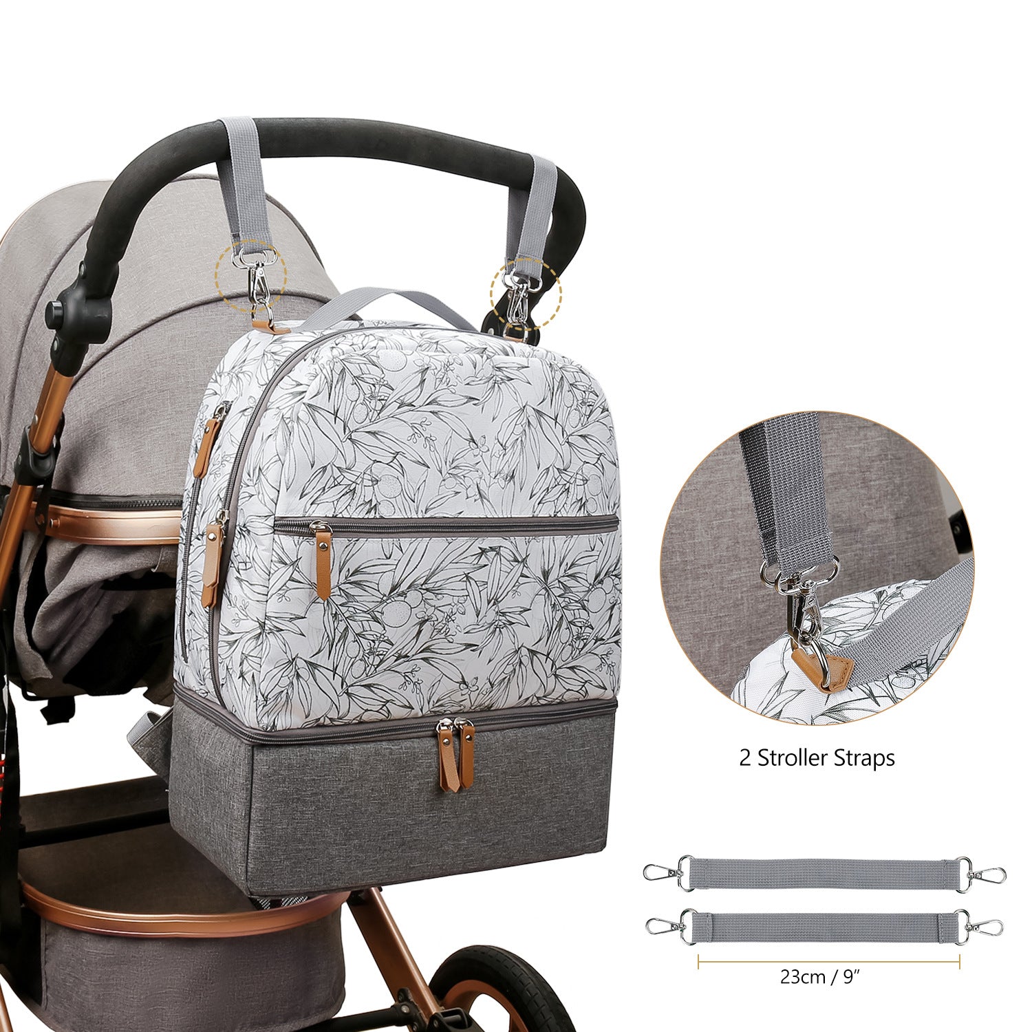 Diaper Bag Backpack - Breast Pump Bag, Removable Cooler Compartment, Double Layer