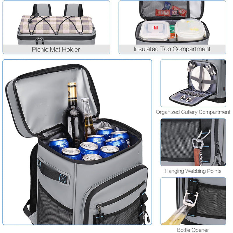 Large Waterproof Insulated Cooler Backpack for Men & Women, Leak Proof Cooler Backpack for Camping, Beach, Fishing, Picnic, Travel, Outdoor, 30L, 48Cans