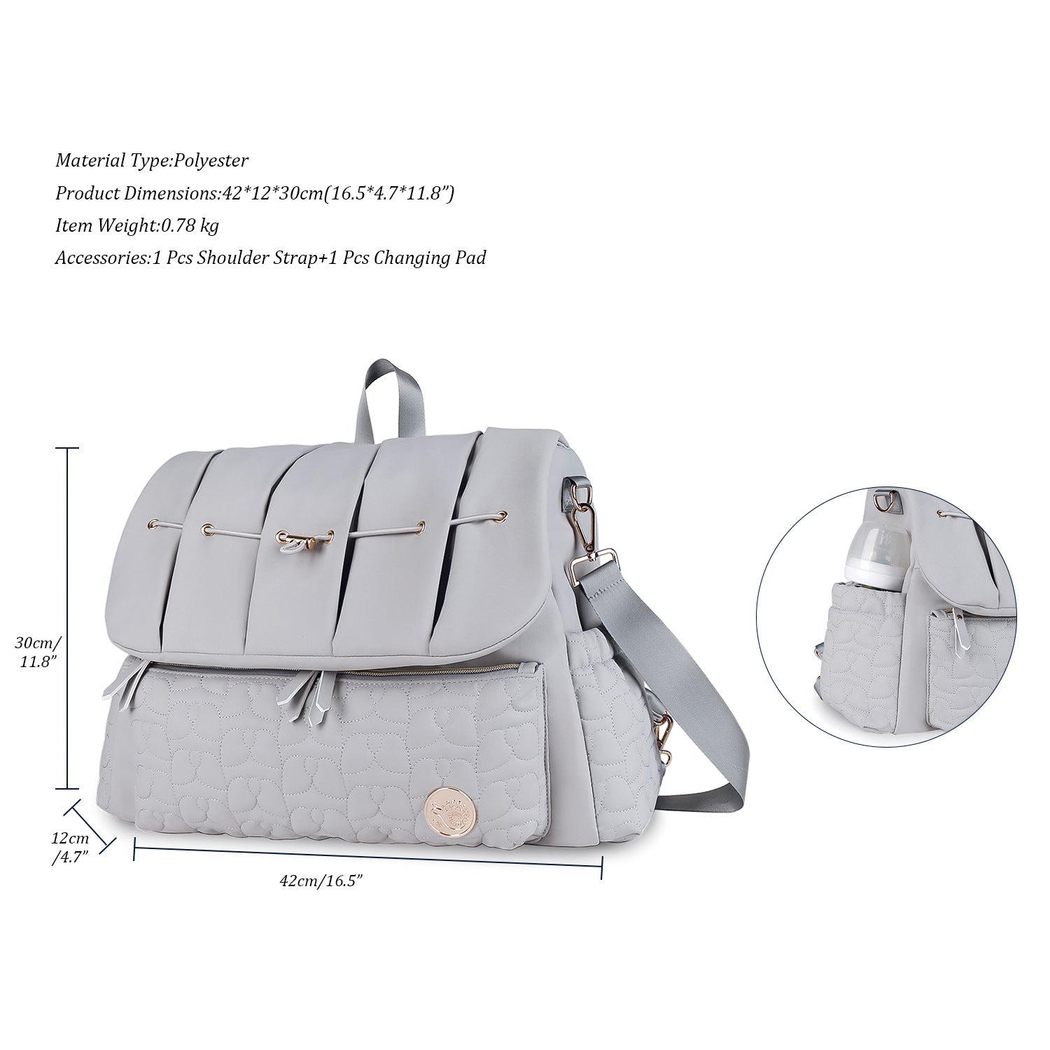 Diaper Bag Backpack - Quilted Travel Diaper Bags for Baby Girl & Boy, Convertible Messenger Baby Changing Bag, Insulated Pockets, Large Capacity, Waterproof and Stylish