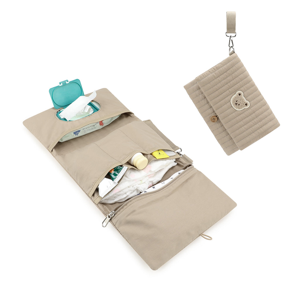 Baby Diaper Bag Organizer Pouches - Waterproof Pod Foldable Diaper Organizer Set, Cute Bear Bag Gift for Baby Shower