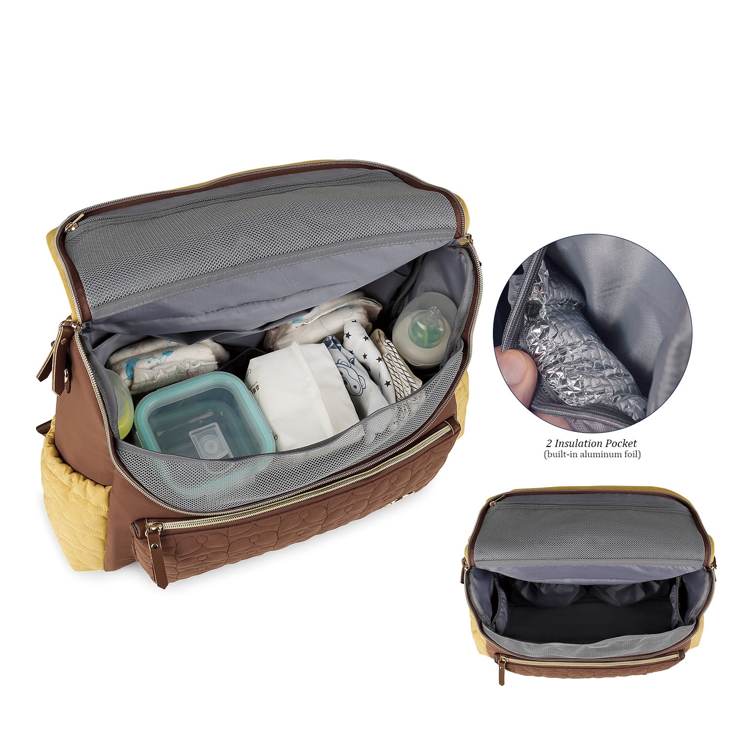 Diaper Bag Backpack - Quilted Travel Diaper Bags for Baby Girl & Boy, Convertible Messenger Baby Changing Bag, Insulated Pockets, Large Capacity, Waterproof and Stylish
