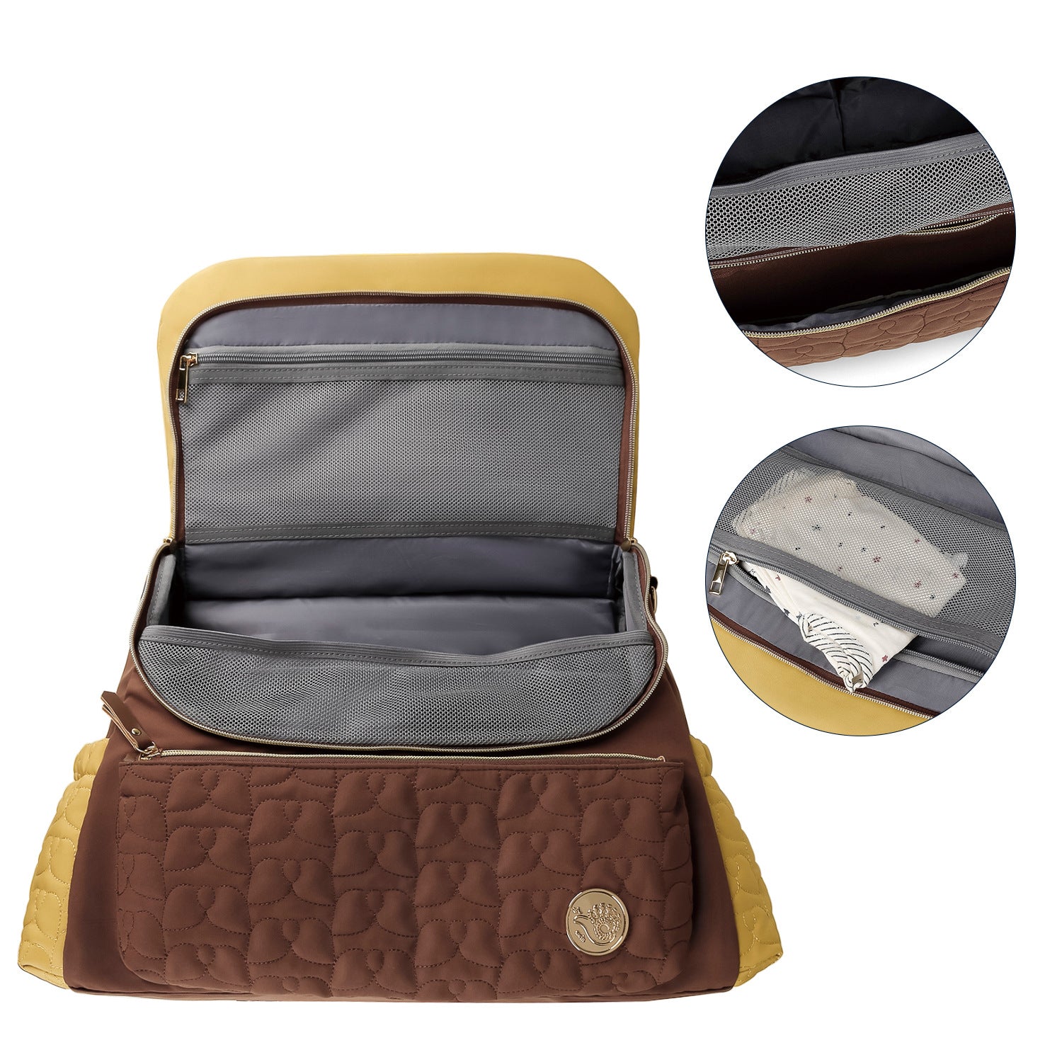 Diaper Bag Backpack - Quilted Travel Diaper Bags for Baby Girl & Boy, Convertible Messenger Baby Changing Bag, Insulated Pockets, Large Capacity, Waterproof and Stylish