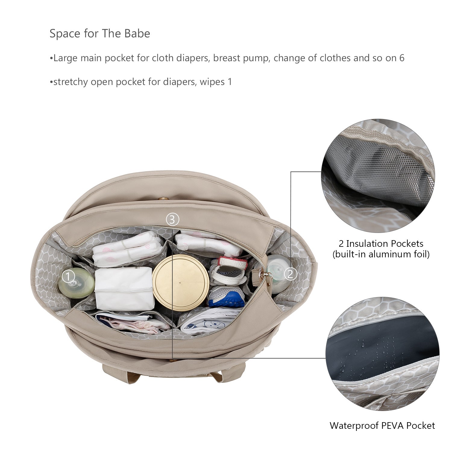 Diaper Tote Quilted Mommy Bag Function Maternity Baby Bag Diaper Changing Messenger with Shoulder Strap Wet Pocket