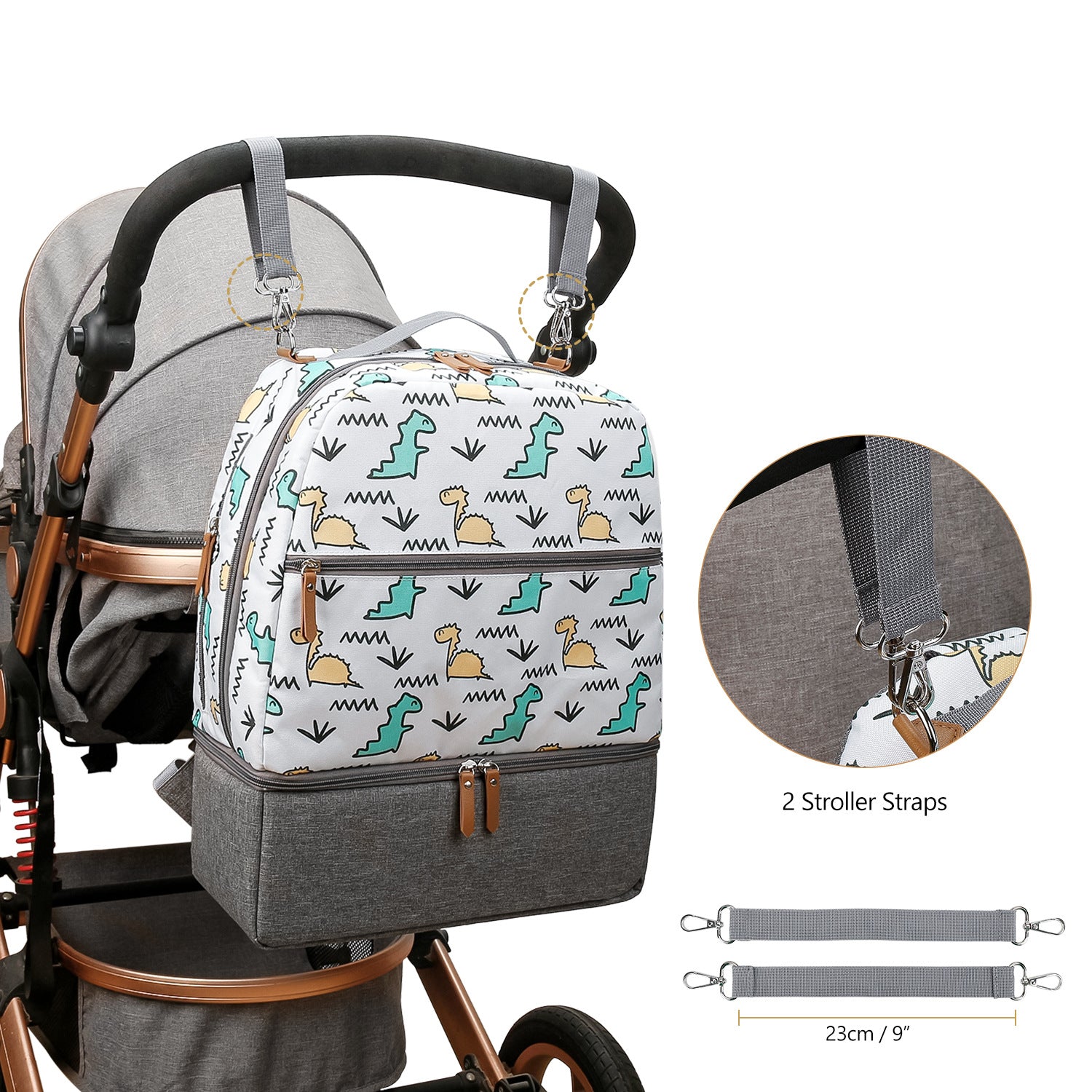 Diaper Bag Backpack - Breast Pump Bag, Removable Cooler Compartment, Double Layer