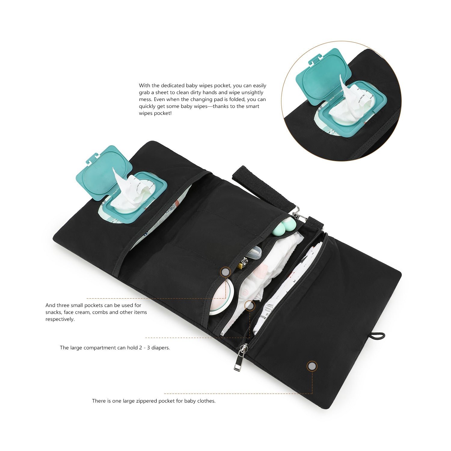 Baby Diaper Bag Organizer Pouches - Waterproof Pod Foldable Diaper Organizer Set, Cute Bear Bag Gift for Baby Shower