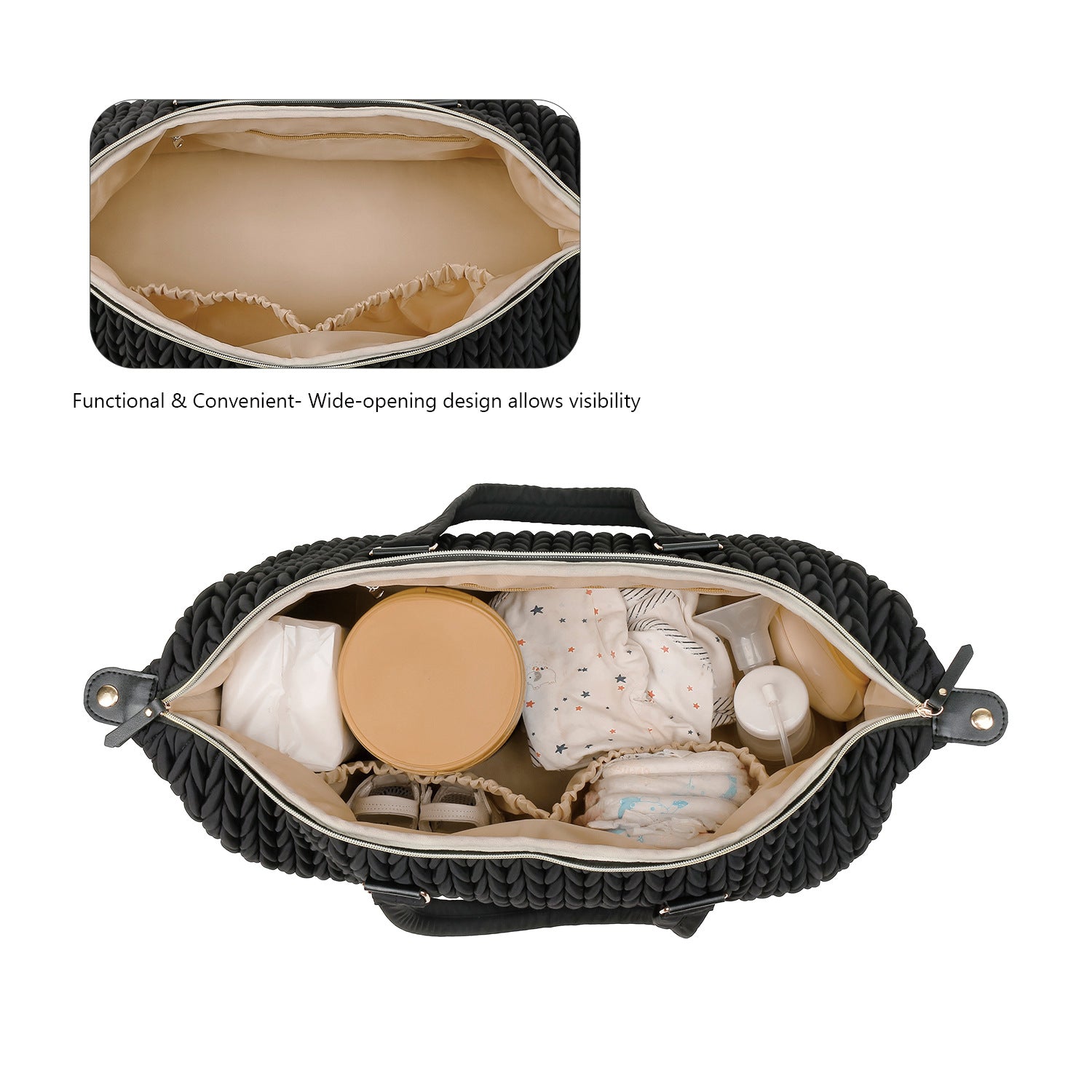 Diaper Bag Tote, Large Diaper Baby Bag, Multifunctional Diaper Bag with Pacifier Case, Double-layer design