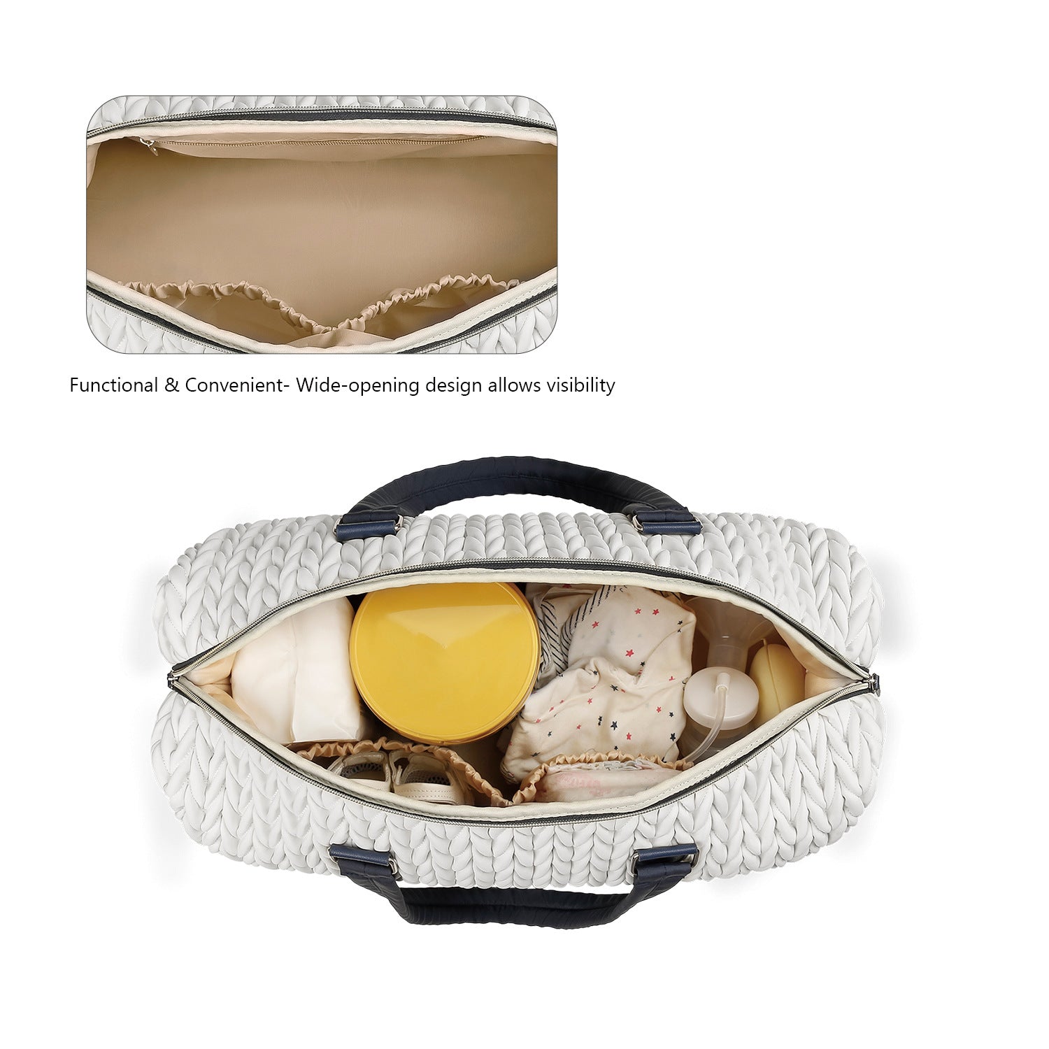 Diaper Bag Tote, Large Diaper Baby Bag, Multifunctional Diaper Bag with Pacifier Case, Double-layer design