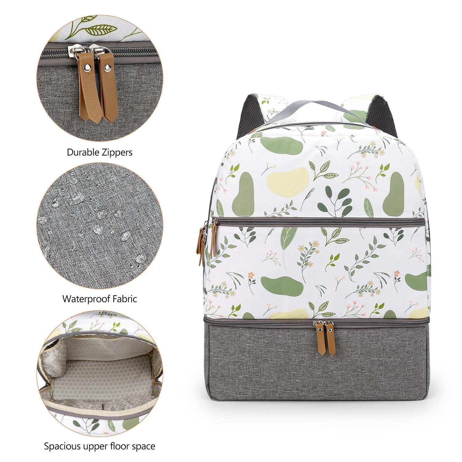 Diaper Bag Backpack - Breast Pump Bag, Removable Cooler Compartment, Double Layer