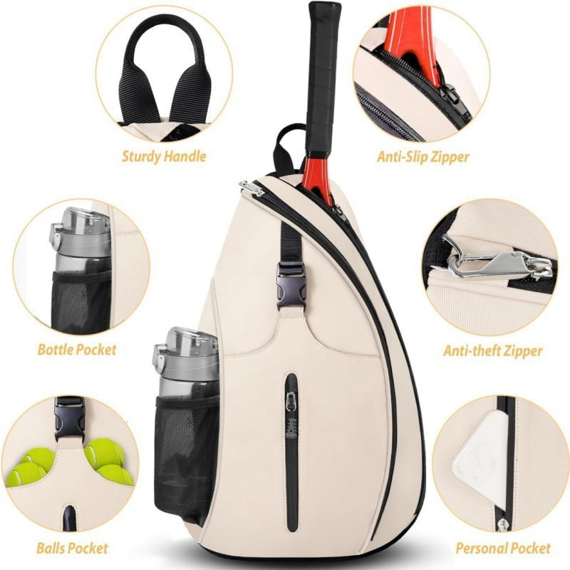 Tennis Bag, Tennis Sling Backpack Crossbody Water Resistant for Men Women, Compatible for Pickleball Badminton Rackets