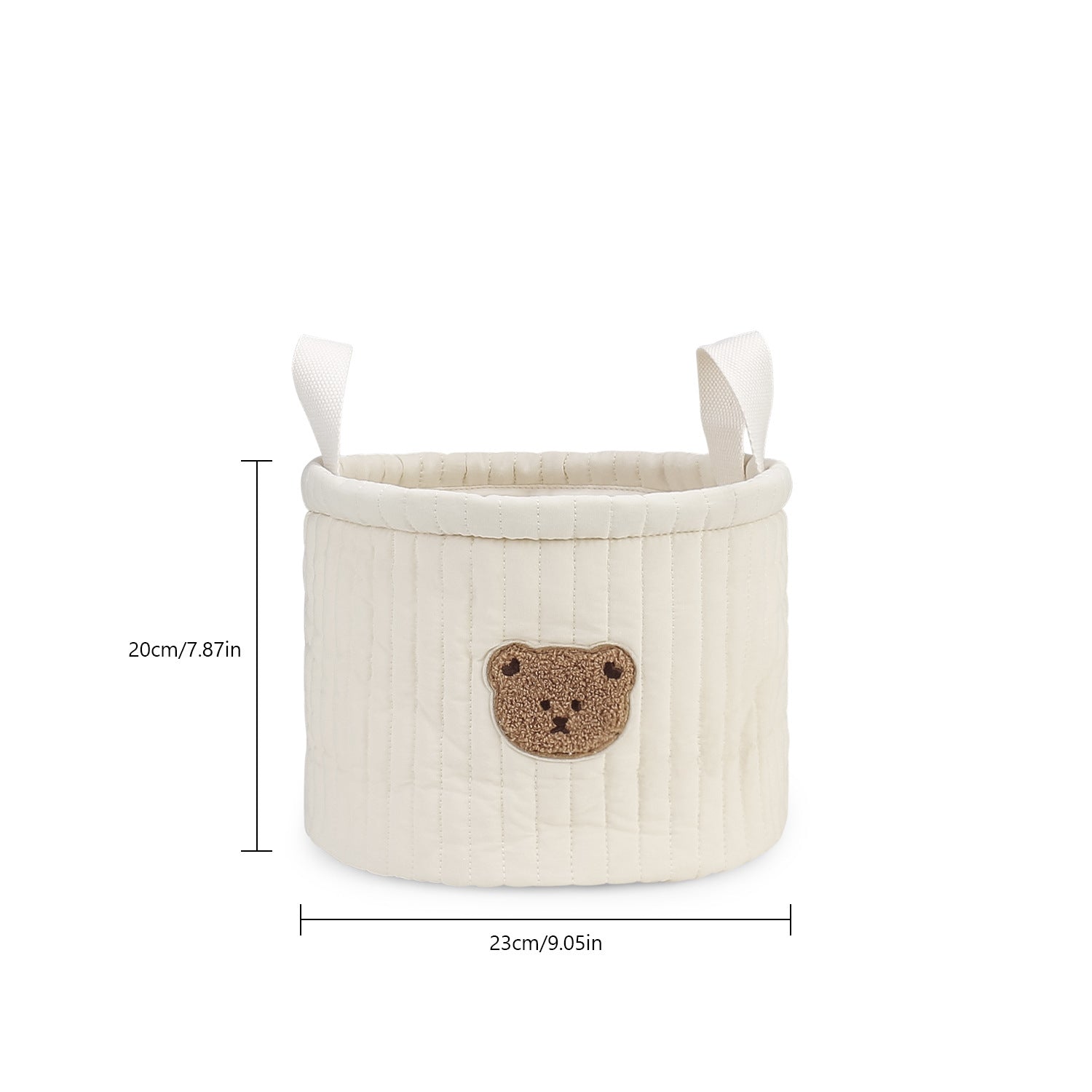 Bear Storage Bucket Beige Cotton Basket Diaper Bag Large Capacity Bin for Home Nursery Room