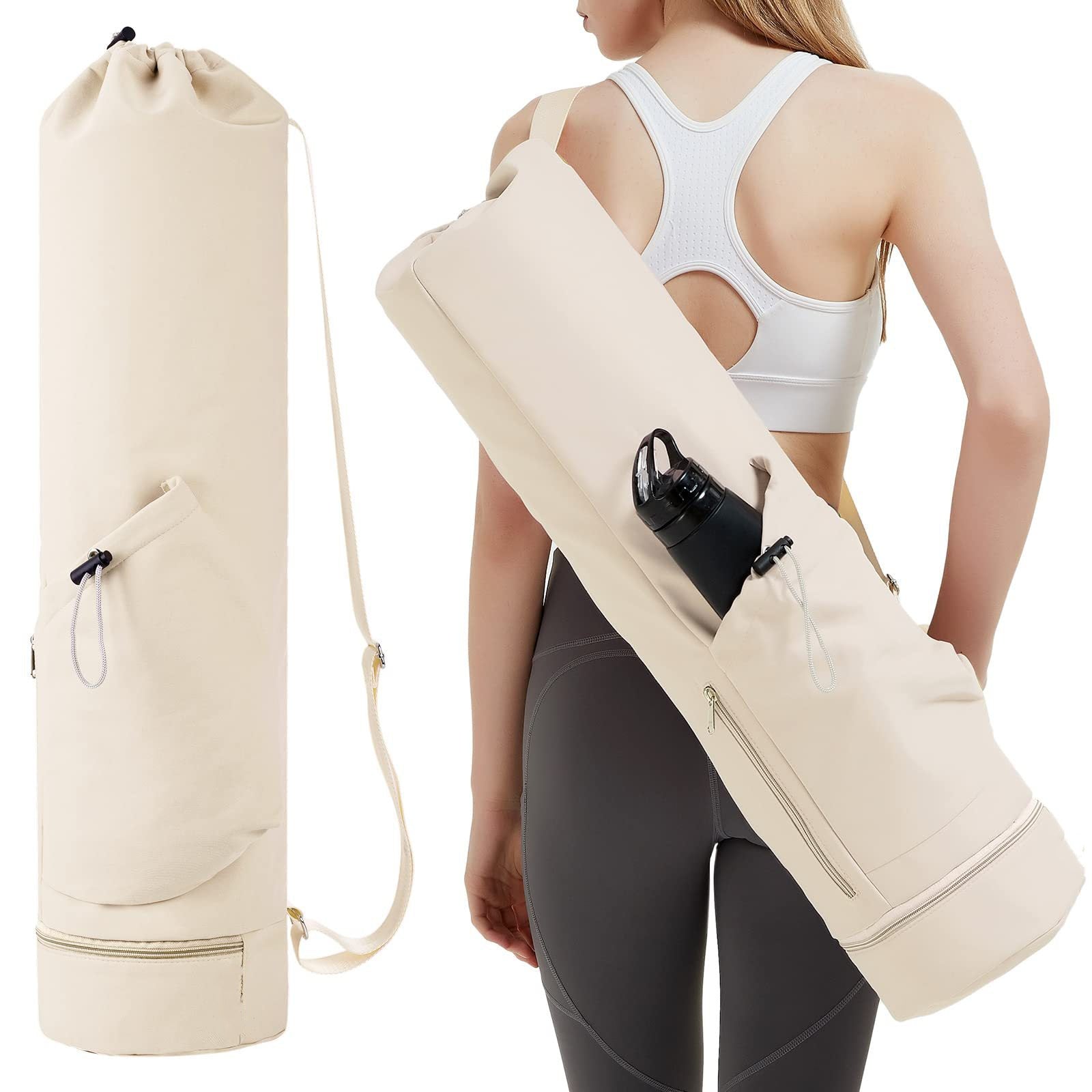 Yoga Bag with Wet Compartment and Bottle Pocket, Women's Sports Bag, Adjustable Shoulder Strap, Gym Yoga Bag for Pilates, Yoga Mats & Yoga Accessories