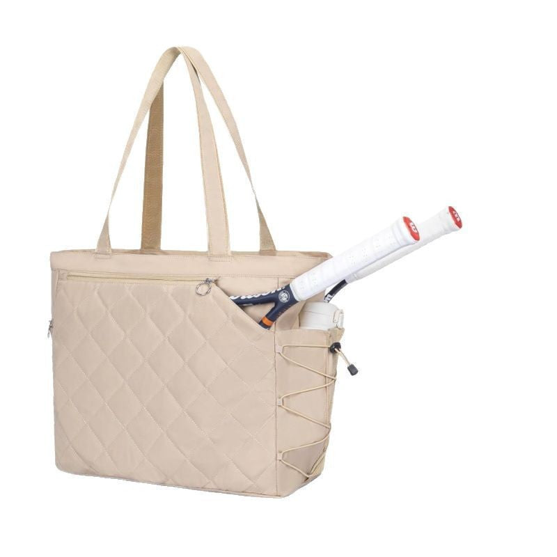 Tennis Tote Bag with Shoe Compartment - Extra-Large Quilted Pickleball Bag Holds 2-4 Rackets, Water-Resistant & Lightweight for Men & Women