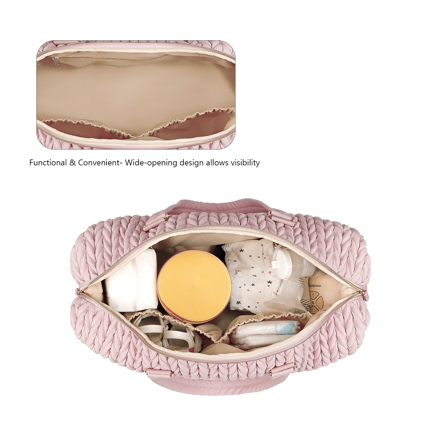 Diaper Bag Tote, Large Diaper Baby Bag, Multifunctional Diaper Bag with Pacifier Case, Double-layer design