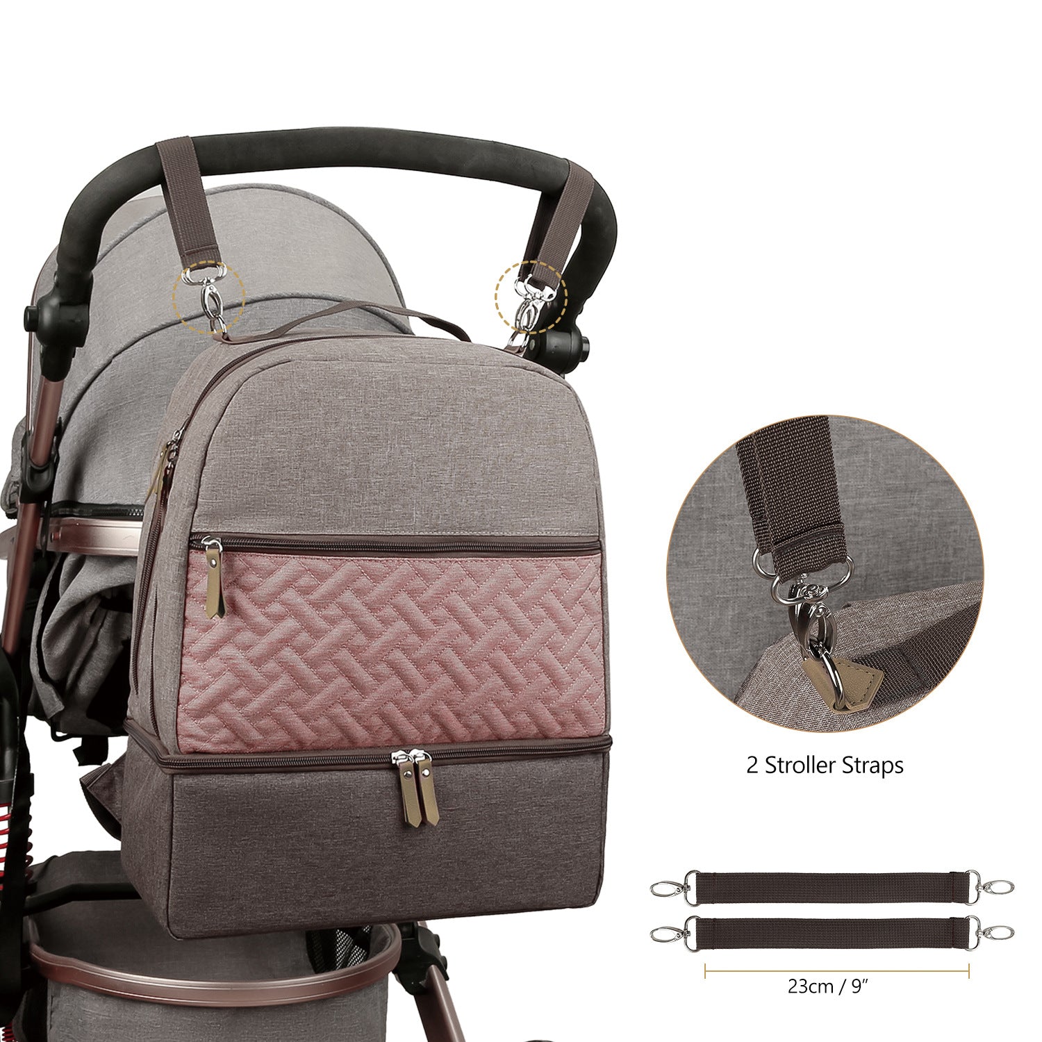 Diaper Bag Backpack - Breast Pump Bag, Removable Cooler Compartment, Double Layer