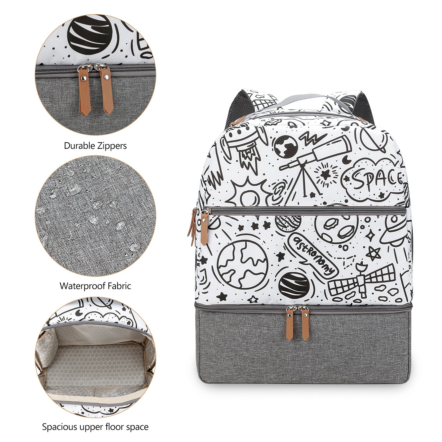 Diaper Bag Backpack - Breast Pump Bag, Removable Cooler Compartment, Double Layer