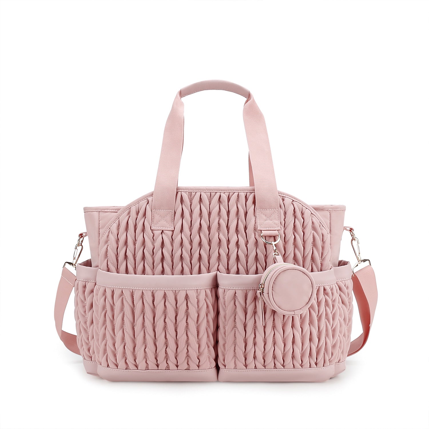 Diaper Tote Quilted Mommy Bag Function Maternity Baby Bag Diaper Changing Messenger with Shoulder Strap Wet Pocket