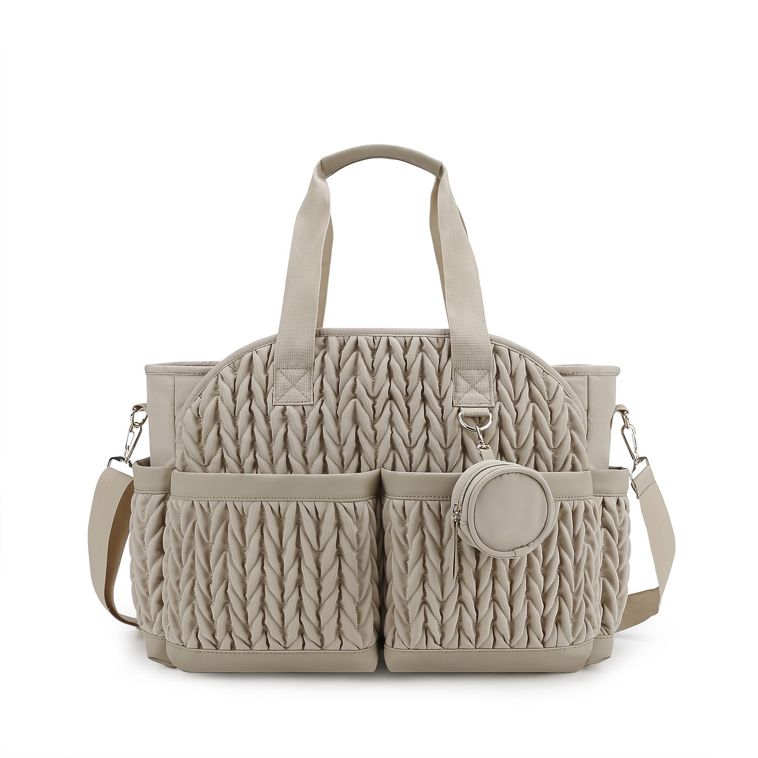 Diaper Tote Quilted Mommy Bag Function Maternity Baby Bag Diaper Changing Messenger with Shoulder Strap Wet Pocket