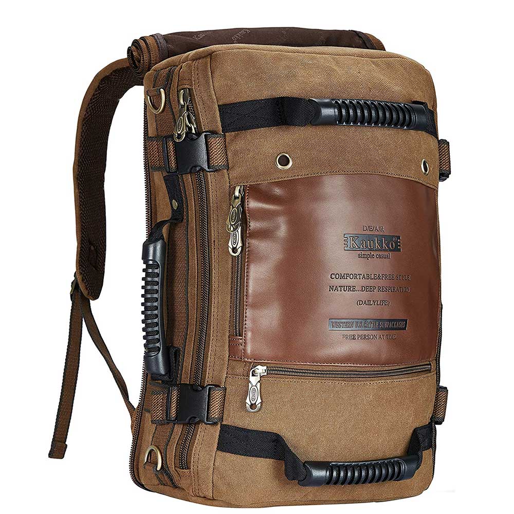 KAUKKO Outdoor Travel Men Backpack, Hiking Camping Canvas Rucksack - kaukko