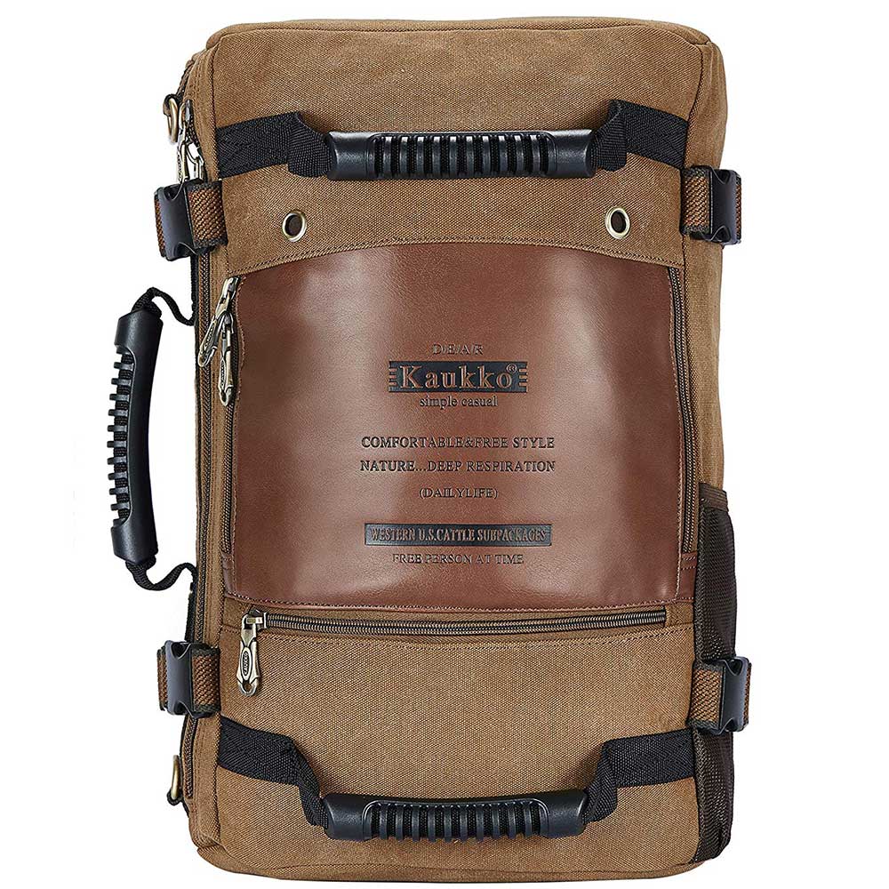 KAUKKO Outdoor Travel Men Backpack, Hiking Camping Canvas Rucksack - kaukko