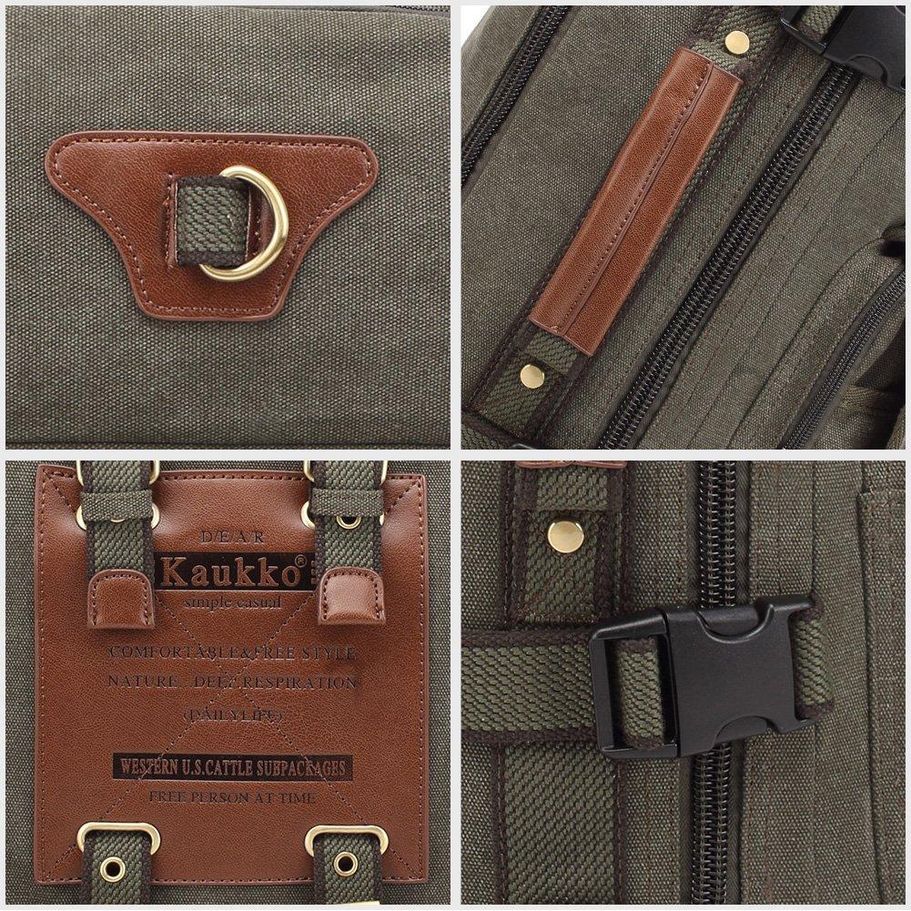 KAUKKO Reto Canvas Backpack Handbag Shoulder Bag Multi-purpose Outdoor Travel Men Backpack, 22L, FH05 ( Army Green ) - kaukko