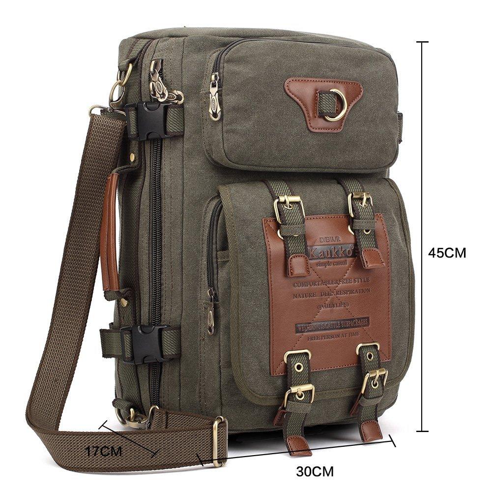 KAUKKO Reto Canvas Backpack Handbag Shoulder Bag Multi-purpose Outdoor Travel Men Backpack, 22L, FH05 ( Army Green ) - kaukko