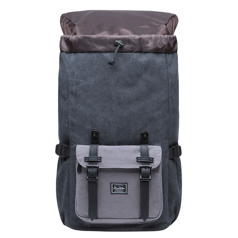 KAUKKO Retro Canvas Backpack for city trips, E5-1 ( Black Grey / 22L ) - kaukko
