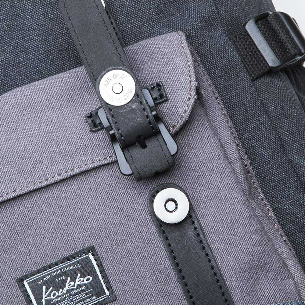 KAUKKO Retro Canvas Backpack for city trips, E5-1 ( Black Grey / 22L ) - kaukko