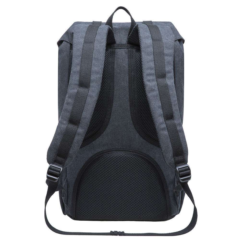 KAUKKO Retro Canvas Backpack for city trips, E5-1 ( Black Grey / 22L ) - kaukko
