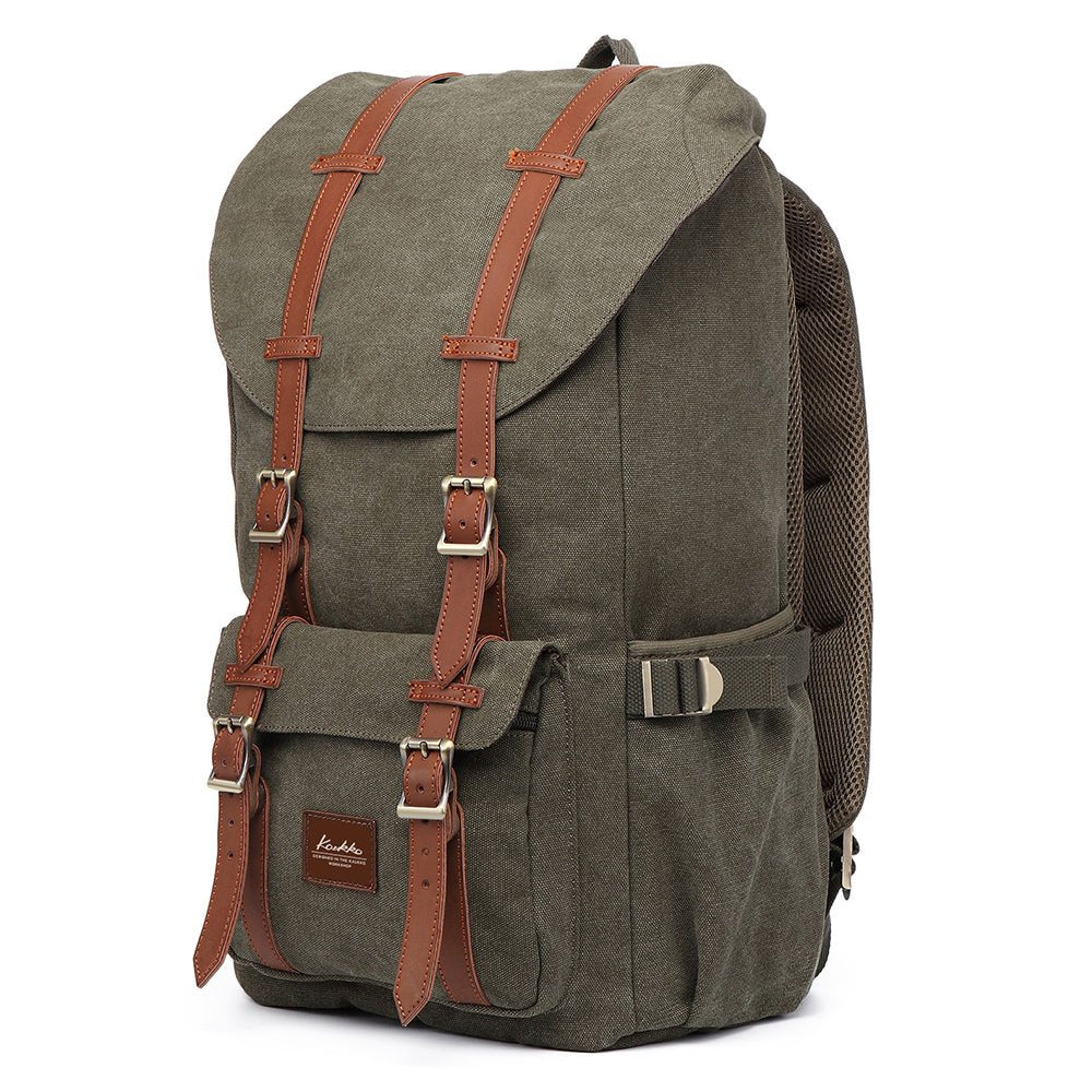KAUKKO Retro Canvas Backpack for city trips, E5-1 ( Green / 22L ) - kaukko