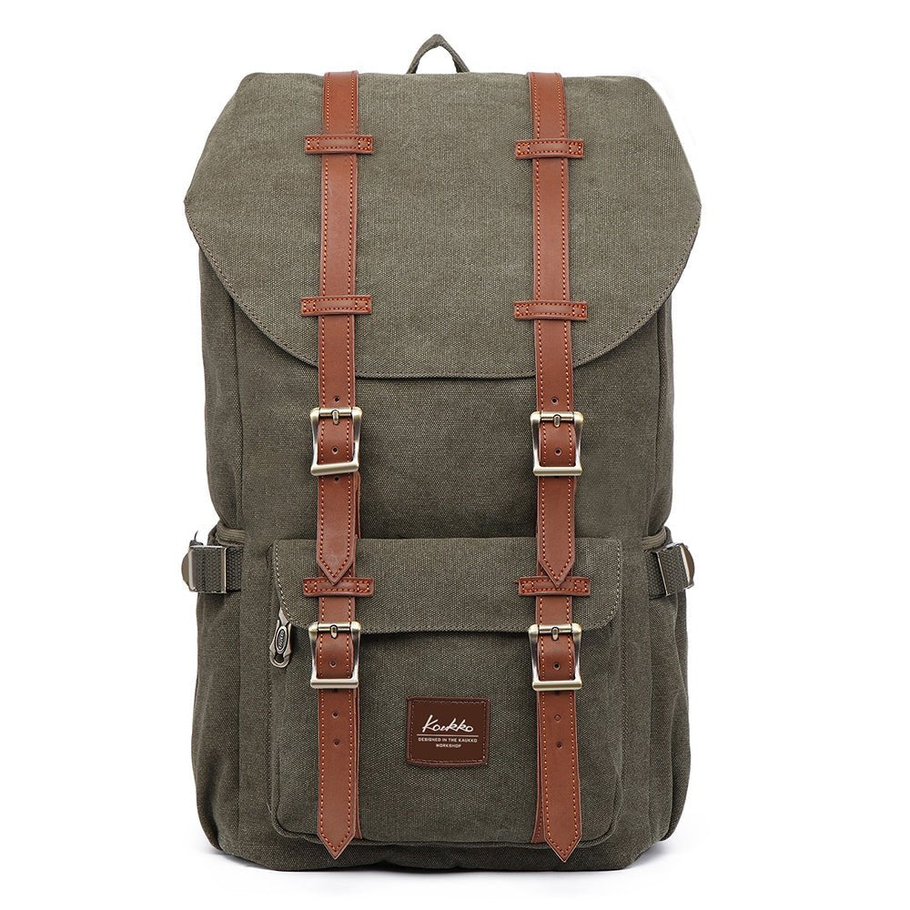 KAUKKO Retro Canvas Backpack for city trips, E5-1 ( Green / 22L ) - kaukko