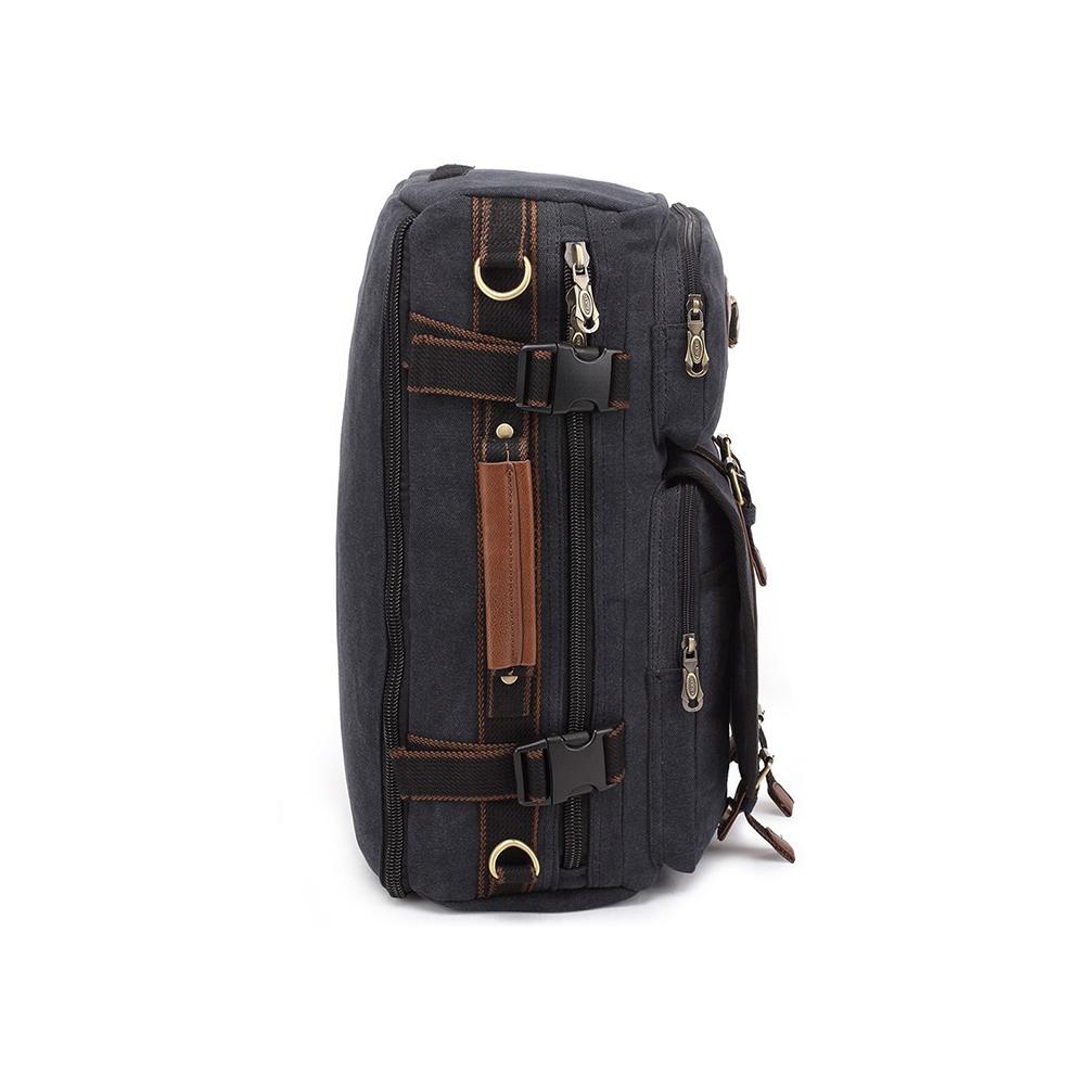KAUKKO Retro Canvas Backpack Handbag Shoulder Bag Multi-purpose Outdoor Travel Men Backpack, 22L( black ) - kaukko