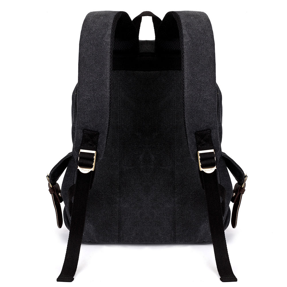 KAUKKO Retro Canvas Bag Outdoor School Backpack Travel Casual Hiking Rucksack ( Black ) - kaukko