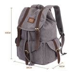 KAUKKO Retro Canvas Bag Outdoor School Backpack Travel Casual Hiking Rucksack ( Grey ) - kaukko