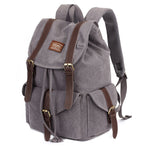 KAUKKO Retro Canvas Bag Outdoor School Backpack Travel Casual Hiking Rucksack ( Grey ) - kaukko