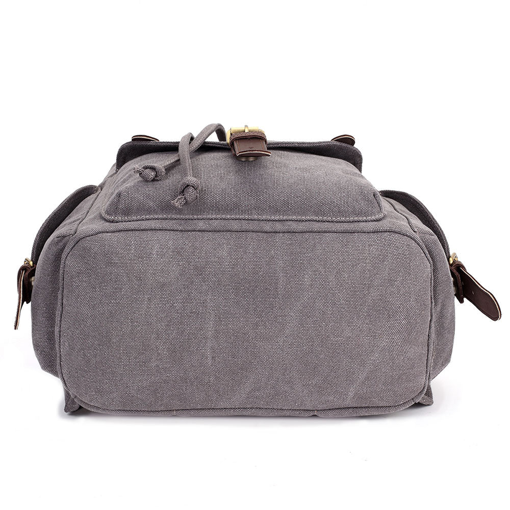 KAUKKO Retro Canvas Bag Outdoor School Backpack Travel Casual Hiking Rucksack ( Grey ) - kaukko