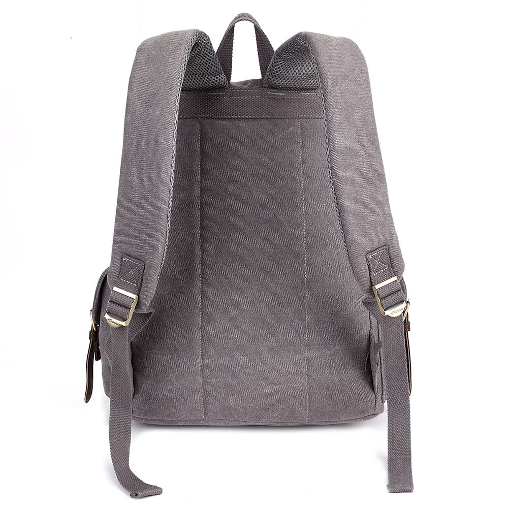 KAUKKO Retro Canvas Bag Outdoor School Backpack Travel Casual Hiking Rucksack ( Grey ) - kaukko