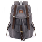 KAUKKO Retro Canvas Bag Outdoor School Backpack Travel Casual Hiking Rucksack ( Grey ) - kaukko