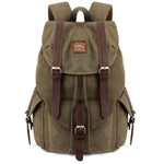 KAUKKO Retro Canvas Bag Vintage Backpack Travel Casual Hiking Rucksack ( ArmyGreen ) - kaukko