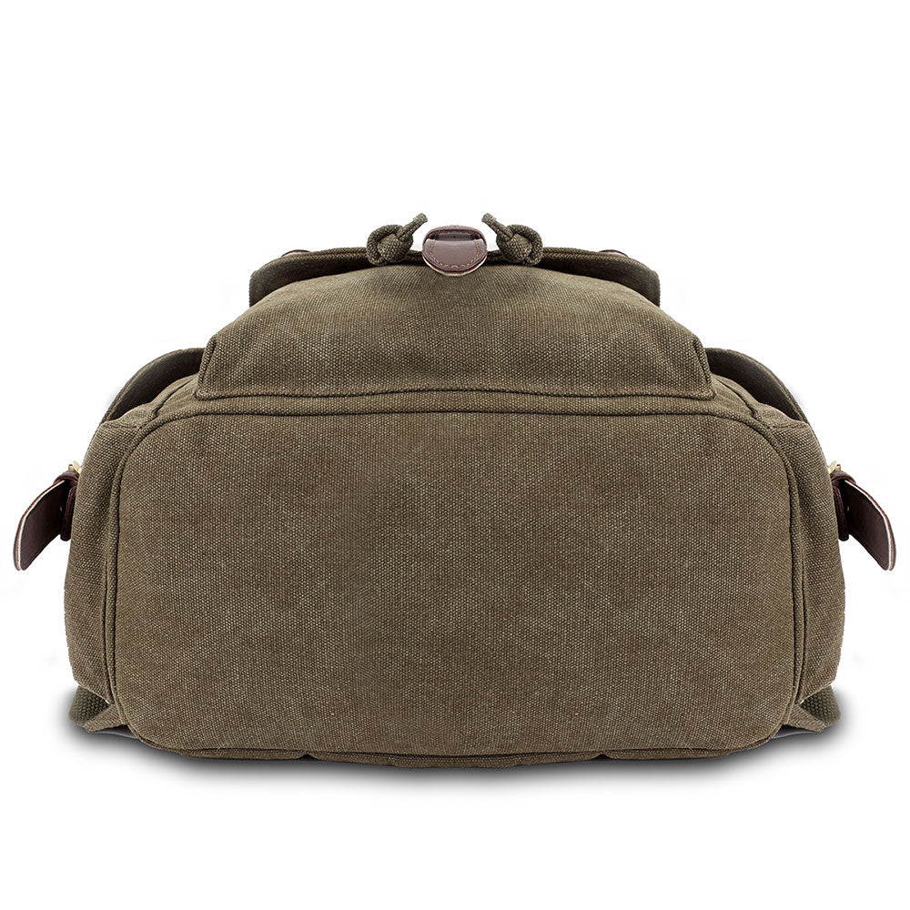 KAUKKO Retro Canvas Bag Vintage Backpack Travel Casual Hiking Rucksack ( ArmyGreen ) - kaukko