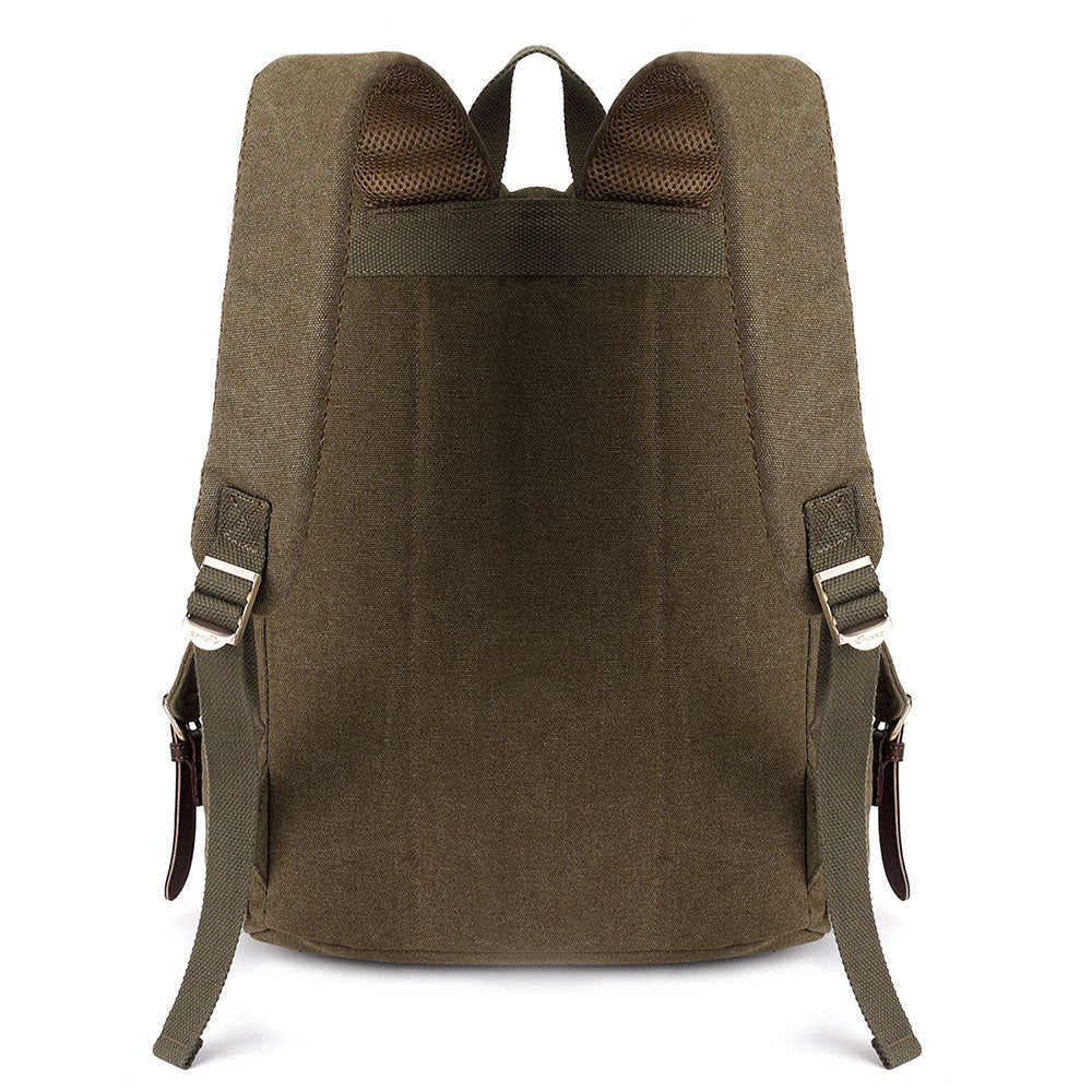 KAUKKO Retro Canvas Bag Vintage Backpack Travel Casual Hiking Rucksack ( ArmyGreen ) - kaukko