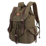 KAUKKO Retro Canvas Bag Vintage Backpack Travel Casual Hiking Rucksack ( ArmyGreen ) - kaukko