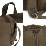 KAUKKO Retro Canvas Bag Vintage Backpack Travel Casual Hiking Rucksack ( ArmyGreen ) - kaukko