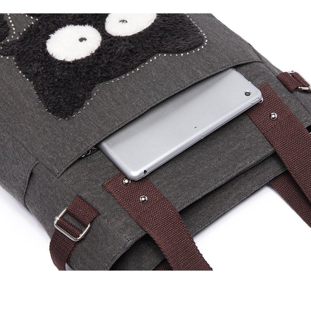 KAUKKO Shoulder Canvas Handbag Women Bag ( Black ) - kaukko