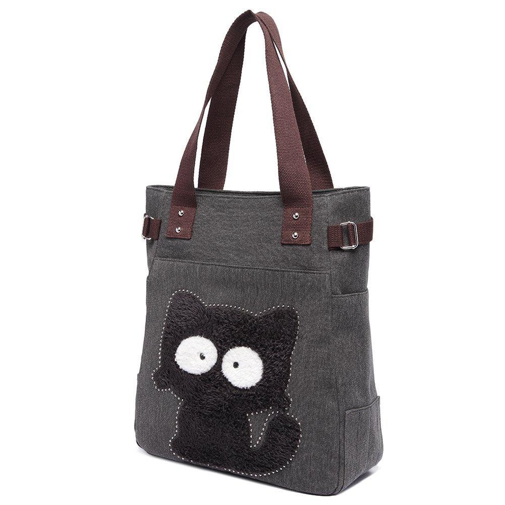 KAUKKO Shoulder Canvas Handbag Women Bag ( Black ) - kaukko