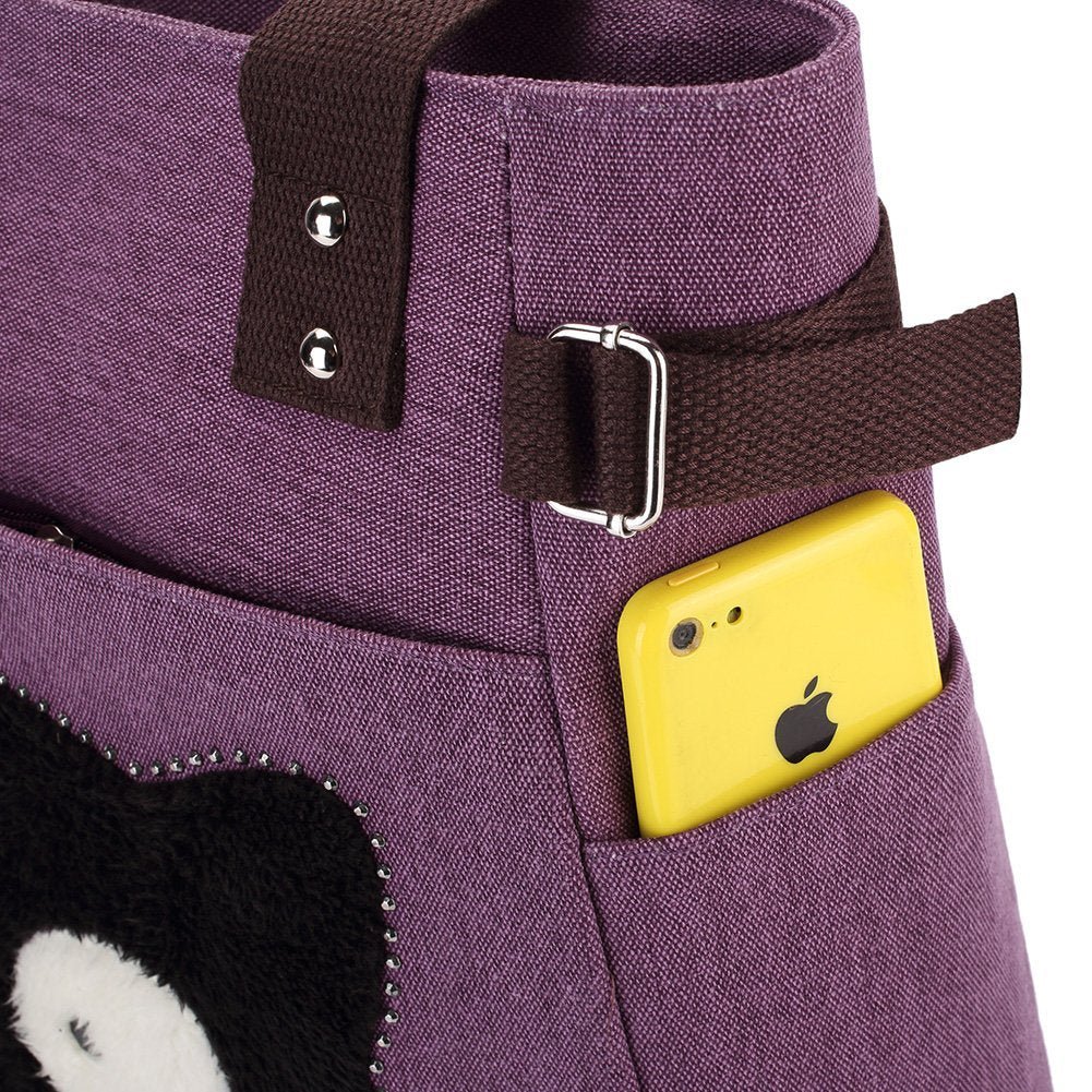 KAUKKO Shoulder Canvas Handbag Women Bag ( Purple ) - kaukko