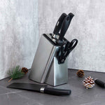 KAUKKO Stainless Steel Knife Holder, Modern Design Knife Block, Universal Knife Storage Organizer, Strong and Durable Knife Holder Counter-top Storage with Scissors-Slot (Knives Not Included) - kaukko
